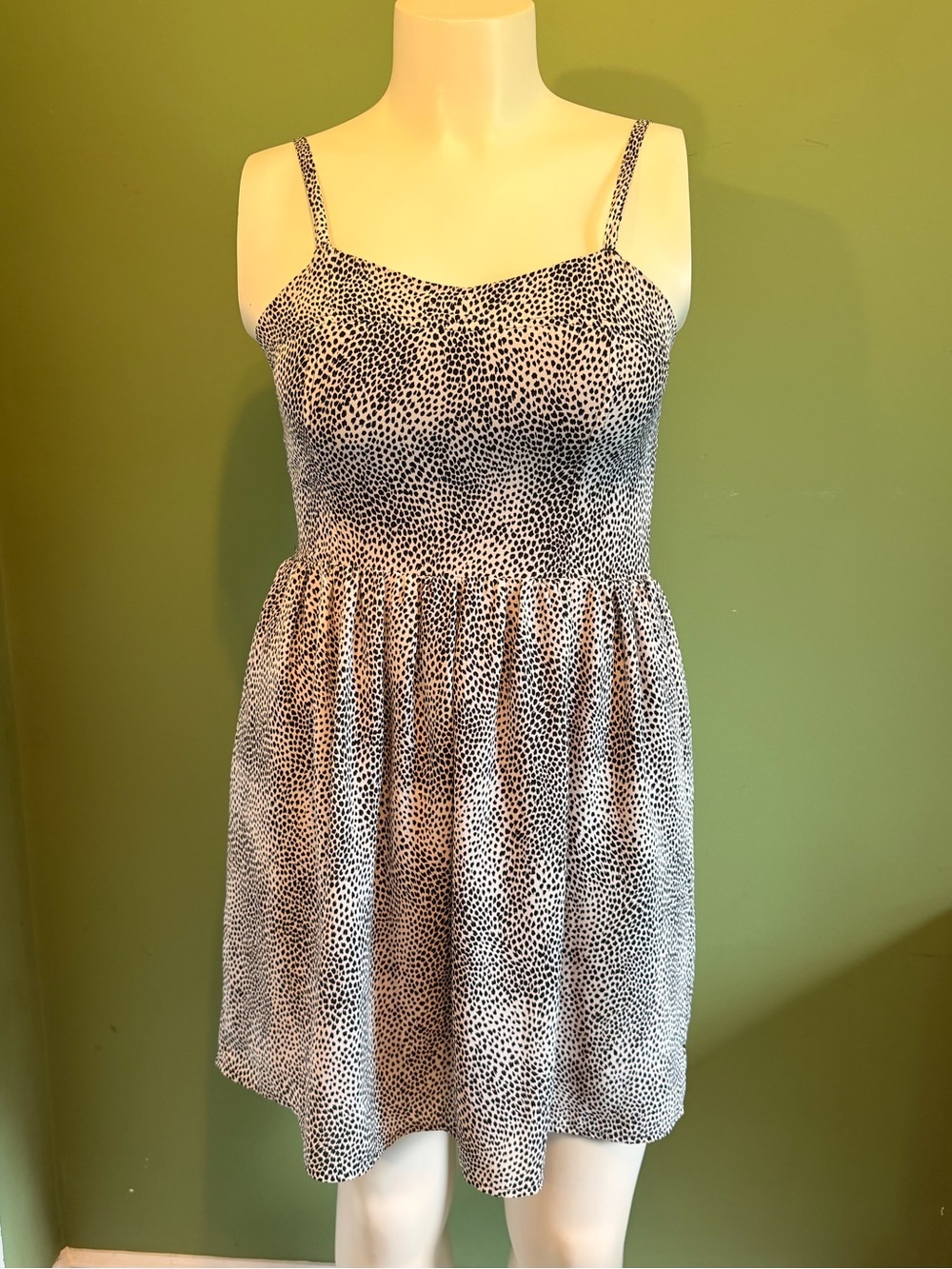 Aqua Black and White Spotted Mini Sundress